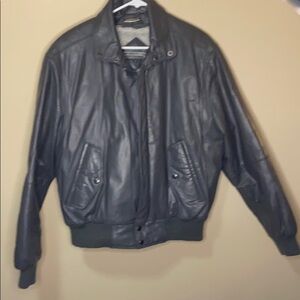 Members Only Genuine Leather Lined Gray Jacket